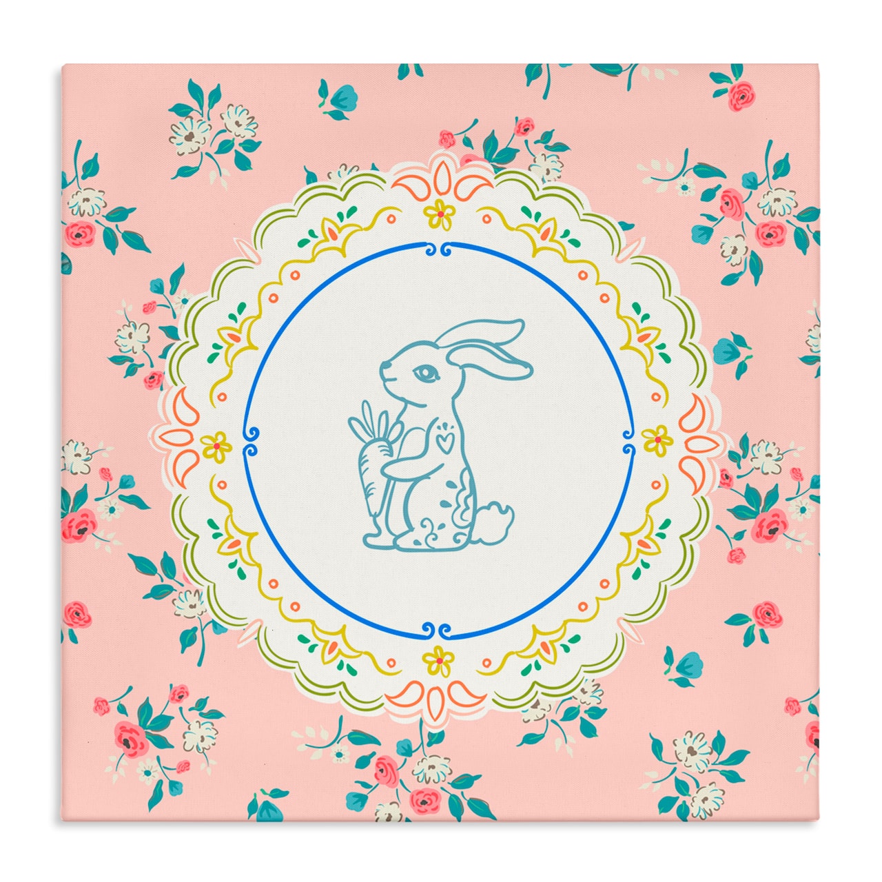 Stupell Industries Whimsical Spring Bunny Canvas Wall Art